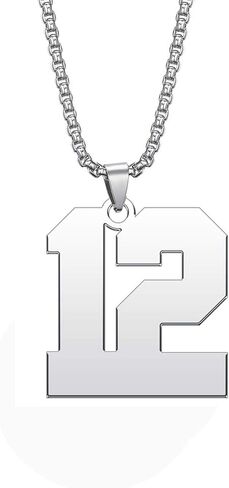MZC Jewelry Gold Number Necklace for Men Boys Personalized Custom Lucky Stainless Steel Jersey Baseball/Soccer/Football/Basketball Number Chain Pendant for Soprts Fan Unisex in Kuwait