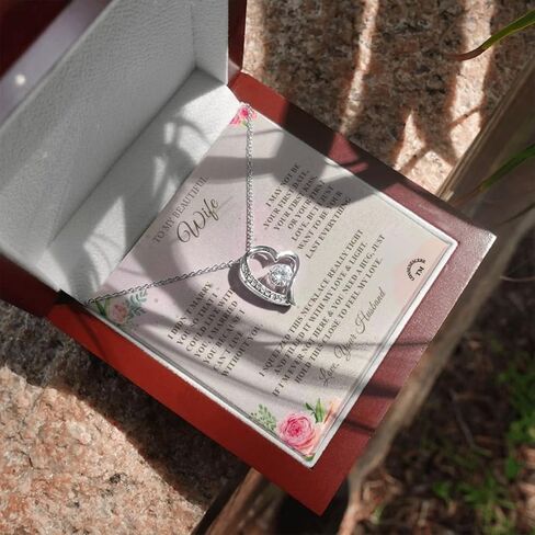 قلادة إلى زوجتي، هدايا الذكرى السنوية لهدية عيد ميلاد الزوجة، هدايا للزوجة لها، مجوهرات للزوجة، هدية عاطفية للزوجة، بطاقة قصيدة للزوجة، عقدة حب مخصصة/ قلوب متشابكة/.. قلادة in Kuwait