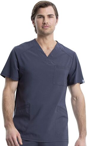 Cherokee Infinity Men Scrubs Set CK900A V-Neck Top & CK200A Fly Front Pant, Pewter- L Top/L Pant in Saudi Arabia