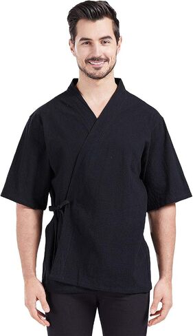 Nanxson Chef Coat Japanese Kimono Cardigan Sushi Jacket Short Sleeve Workwear for Kitchen,Cooking,Bistro CFM0074 in Kuwait