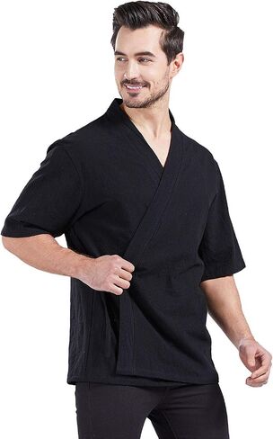 Nanxson Chef Coat Japanese Kimono Cardigan Sushi Jacket Short Sleeve Workwear for Kitchen,Cooking,Bistro CFM0074 in Kuwait