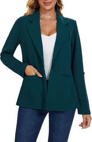 MINTLIMIT Womens Casual Blazers Button Front 3/4 Roll-up Sleeve Notched Lapel Business Work Blazer Jacket with Pockets in Kuwait