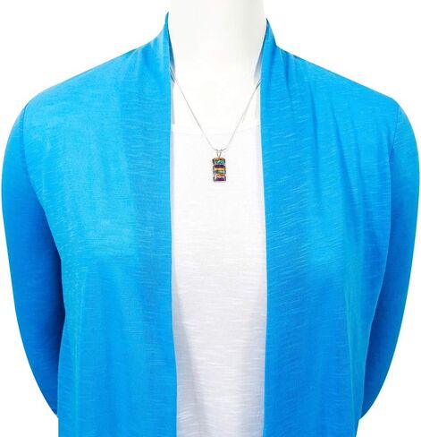 Turquoise & Gemstones Pendant Necklace in Sterling Silver 925 (Choose Style) (Rectangle) in Saudi Arabia