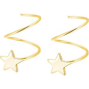 SLUYNZ 925 Sterling Silver Star Earrings for Women Teen Girls Fashion Star Wrap Earrings