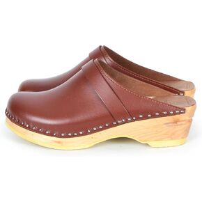 Troentorp Clogs Da Vinci Bastad Slip On Closed Toe Leather Womens Original Swedish Wooden Clogs in Saudi Arabia