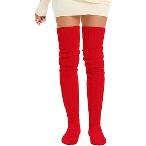 SherryDC Women's Cable Knit Thigh High Socks Leg Warmers Extra Long Over Knee High Boot Stockings
