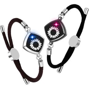 مجموعة مجوهرات من أساور اللمس لمسافات طويلة مكونة من قطعتين، سوار حب للاتصال الذكي عن بعد، الأشخاص من حولك أقرب من أي وقت مضى، بغض النظر عن مكان وجودهم/إرسال رسالة نصية قصيرة SOS، أساور العلاقة للأزواج، العشاق، الأسرة، الأطفال، الأصدقاء، المهرجانات، هدايا in Kuwait