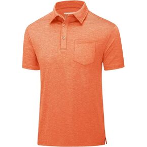 MAGCOMSEN Men's Short-Sleeve Golf Polo Shirts 3-Button Quick Dry Polo Athletic Casual Collared T-Shirt with Pocket
