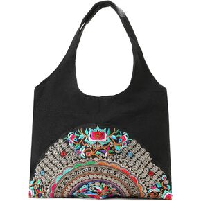 MAZEXY Tote Handbags for Women Large Embroidered Canvas Shoulder Bag Daily Bag
