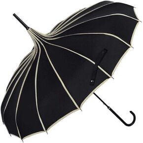 TOPTIE Black Pagoda Parasol Sun Rain Umbrella, Vintage Bridal Umbrella Windproof