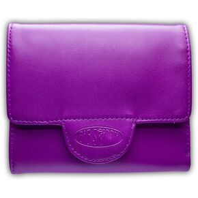 Big Skinny Women's Trixie Leather Tri-Fold Slim Wallet, Holds Up to 30 Cards, Plum Purple