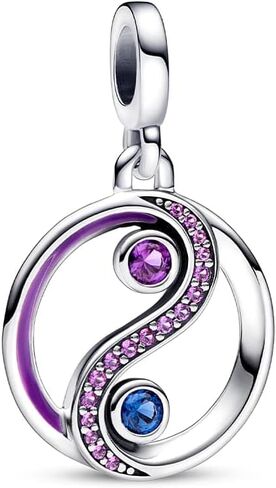 PANDORA Balance Yin & Yang Medallion - Compatible Me Bracelets - Jewelry for Women - Gift for Women in Your Life - Made with Sterling Silver, Enamel & Man-Made Crystal in Saudi Arabia