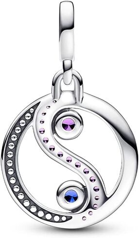PANDORA Balance Yin & Yang Medallion - Compatible Me Bracelets - Jewelry for Women - Gift for Women in Your Life - Made with Sterling Silver, Enamel & Man-Made Crystal in Saudi Arabia