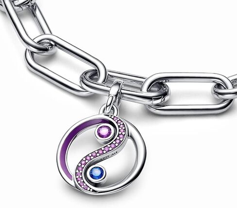 PANDORA Balance Yin & Yang Medallion - Compatible Me Bracelets - Jewelry for Women - Gift for Women in Your Life - Made with Sterling Silver, Enamel & Man-Made Crystal in Saudi Arabia