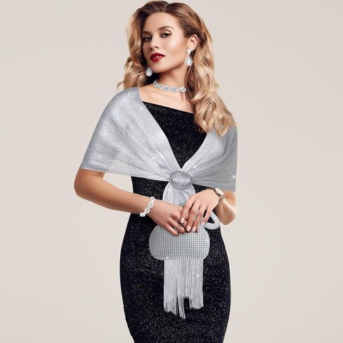 Hicarer 5 Pcs Women Accessories Including Shawls and Wraps, Clutch Purse, Rhinestone Jewelry Sets for Wedding Bridal Party in Kuwait