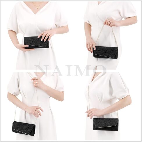 حقيبة سهرة Naimo Flap Dazzling Small Clutch مع سلسلة قابلة للفصل in Kuwait