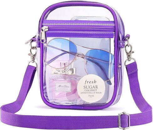 Mossio Clear Crossbody Bag Stadium Approved, Transparent Messenger Shoulder Bag for Concert, Beach, Travel & Sporting in Kuwait