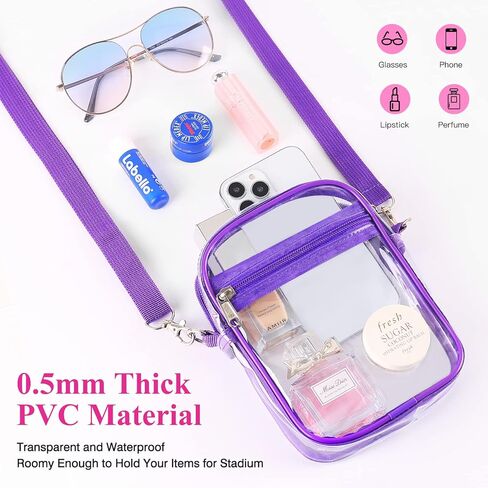 Mossio Clear Crossbody Bag Stadium Approved, Transparent Messenger Shoulder Bag for Concert, Beach, Travel & Sporting in Kuwait