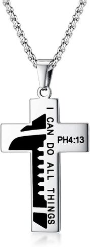 XIEXIELA Football Cross Necklace for Boys Bible Verse I CAN DO All Things Stainless Steel Sport Pendant for Men Rugby Ball Athletes Sports Lover in Saudi Arabia