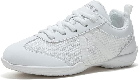 White Cheer Shoes for Girls Womens Cheer Shoes Youth Girls Cheerleading Shoes Competition Gear Dance Tennis Sports Training Athletic Comfortable Flats Breathable Soft Kids Cheer Sneakers in Saudi Arabia