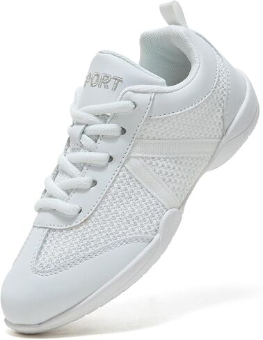 White Cheer Shoes for Girls Womens Cheer Shoes Youth Girls Cheerleading Shoes Competition Gear Dance Tennis Sports Training Athletic Comfortable Flats Breathable Soft Kids Cheer Sneakers in Saudi Arabia