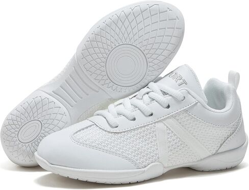 White Cheer Shoes for Girls Womens Cheer Shoes Youth Girls Cheerleading Shoes Competition Gear Dance Tennis Sports Training Athletic Comfortable Flats Breathable Soft Kids Cheer Sneakers in Saudi Arabia