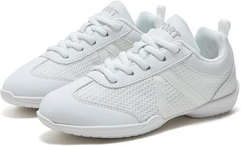 White Cheer Shoes for Girls Womens Cheer Shoes Youth Girls Cheerleading Shoes Competition Gear Dance Tennis Sports Training Athletic Comfortable Flats Breathable Soft Kids Cheer Sneakers in Saudi Arabia