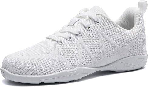 White Cheer Shoes for Girls Womens Cheer Shoes Youth Girls Cheerleading Shoes Competition Gear Dance Tennis Sports Training Athletic Comfortable Flats Breathable Soft Kids Cheer Sneakers in Saudi Arabia