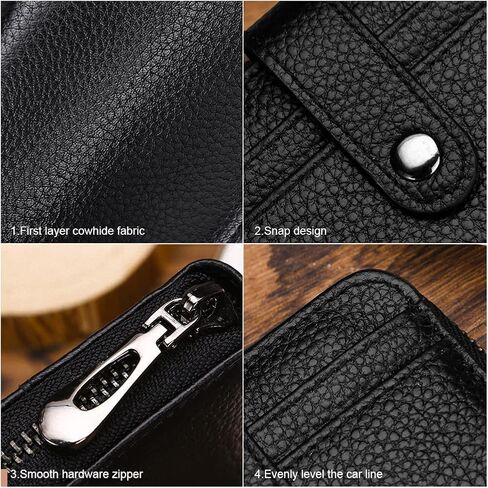 محفظة جلدية أصلية، منظم حافظة محفظة عالمية متعددة الوظائف من MoreChioce مع 12 فتحة لبطاقة الائتمان، سحاب صغير لنقود البطاقة المعدنية، وردة حمراء in Kuwait