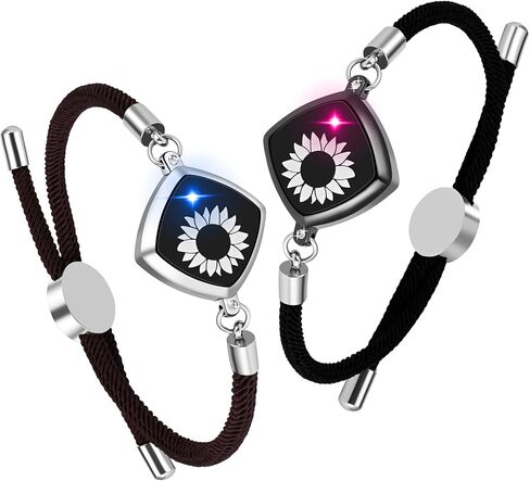 مجموعة مجوهرات من أساور اللمس لمسافات طويلة مكونة من قطعتين، سوار حب للاتصال الذكي عن بعد، الأشخاص من حولك أقرب من أي وقت مضى، بغض النظر عن مكان وجودهم/إرسال رسالة نصية قصيرة SOS، أساور العلاقة للأزواج، العشاق، الأسرة، الأطفال، الأصدقاء، المهرجانات، هدايا in Kuwait