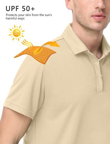 قمصان بولو Hiverlay للرجال بياقة بسحاب وأكمام طويلة وقصيرة قميص جولف كاجوال سريع الجفاف للتنس T Pique UPF 50+ in Kuwait