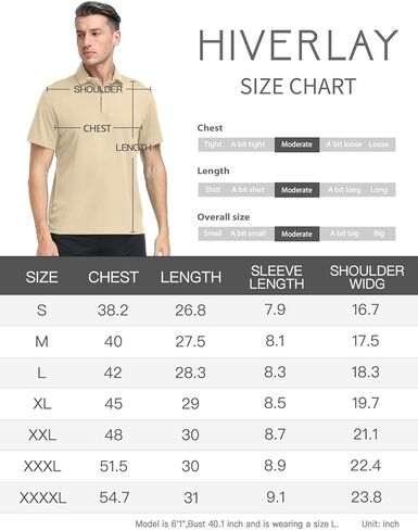 قمصان بولو Hiverlay للرجال بياقة بسحاب وأكمام طويلة وقصيرة قميص جولف كاجوال سريع الجفاف للتنس T Pique UPF 50+ in Kuwait
