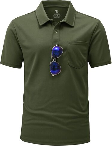 BGOWATU Men's Polo Shirts Short Sleeve Collared Golf Shirts Quick Dry Tennis Shirt with Pocket in Kuwait