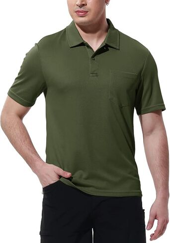 BGOWATU Men's Polo Shirts Short Sleeve Collared Golf Shirts Quick Dry Tennis Shirt with Pocket in Kuwait