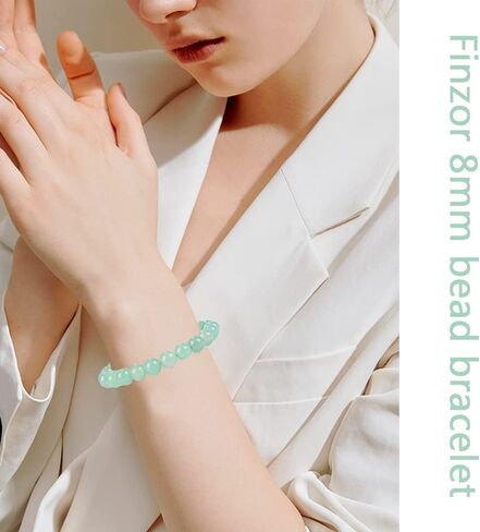 FINZOR 12Pcs 8mm Healing Stone Beads Bracelets for Women Men Semi-precious Gemstone Crystal Beaded Bracelets Lava Rock Tiger Eye Amethyst Chakra Bracelets Unisex Adjustable in Kuwait