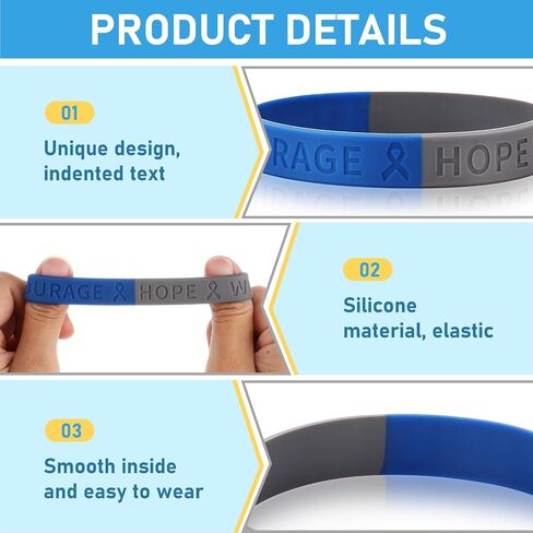 Ecation 100 Pieces Diabetes Awareness Silicone Bracelets Bulk Blue Gray Ribbon Type 1 Diabetes Awareness Rubber Wristband Diabetic Bracelet for Women Men Non Profit Charity Fundraisers Supplies in Saudi Arabia