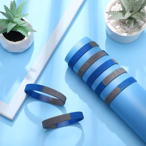 Ecation 100 Pieces Diabetes Awareness Silicone Bracelets Bulk Blue Gray Ribbon Type 1 Diabetes Awareness Rubber Wristband Diabetic Bracelet for Women Men Non Profit Charity Fundraisers Supplies in Saudi Arabia