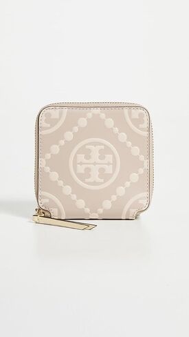 محفظة Tory Burch النسائية ثنائية الطي منقوشة على شكل حرف T، لونجان/كريمي جديد، أرجواني، جرافيك، مقاس واحد in Kuwait
