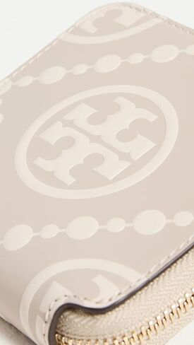 محفظة Tory Burch النسائية ثنائية الطي منقوشة على شكل حرف T، لونجان/كريمي جديد، أرجواني، جرافيك، مقاس واحد in Kuwait
