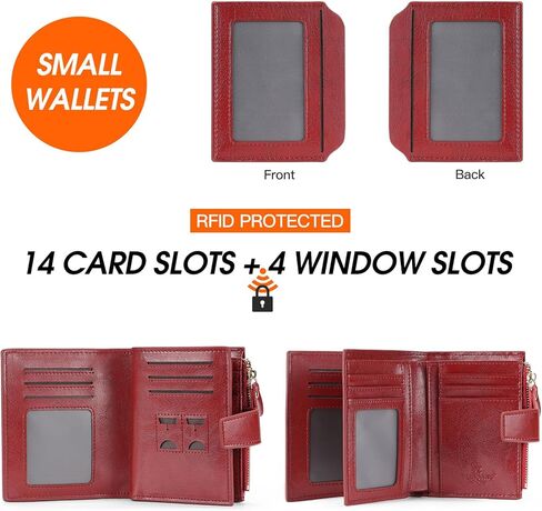 Wallets for Women Leather RFID Blocking Small Bifold Zipper Pocket Wallet Card Case Purse with ID Window… (Black) in Saudi Arabia