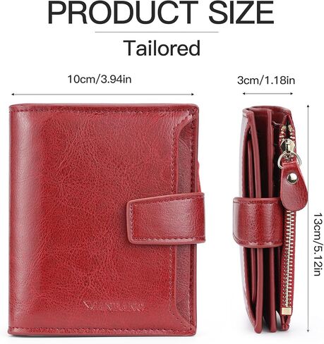 Wallets for Women Leather RFID Blocking Small Bifold Zipper Pocket Wallet Card Case Purse with ID Window… (Black) in Saudi Arabia