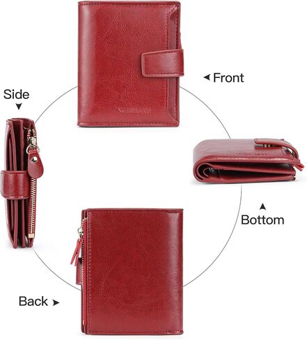Wallets for Women Leather RFID Blocking Small Bifold Zipper Pocket Wallet Card Case Purse with ID Window… (Black) in Saudi Arabia