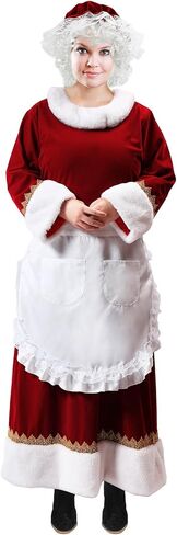 زي PrettyQueen Mrs. Claus للنساء، زي سانتا كلوز 5 قطع، فستان سانتا كلوز للبالغين، زي سانتا كلوز لعيد الميلاد in Kuwait