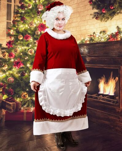 زي PrettyQueen Mrs. Claus للنساء، زي سانتا كلوز 5 قطع، فستان سانتا كلوز للبالغين، زي سانتا كلوز لعيد الميلاد in Kuwait
