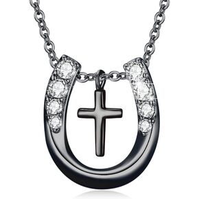 MEDWISE Horse Pendant Necklace Jewelry Gifts for Women Girls Silver Lucky Horse in Heart Necklace Embrace Horse Necklace for Cowgirls Equestrian Birthday Mother's Day Gift