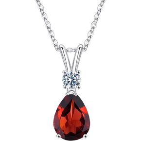 925 Sterling Silver Birthstone Necklace for Women, 1.25 Ct Natural or Created Gemstone Necklace Jewelry Anniversary Valentines Day Gifts for Her Mothers Day Christmas Birthday Gifts for Women Mom Wife Girlfriend