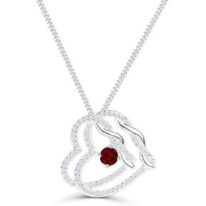 DUAL DIVINE DD Platinum Plated Sterling Silver Heart Necklace Gift for Women Mom Necklace with Heart Pendant Birthstone Necklace for Women Gift for Her