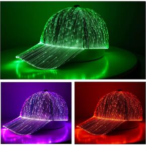 TECZERO LED Light up Glow Hat, Rechargeable Fiber Optic Luminous Baseball Cap for Christmas Gift Party Festival Dance Rave in Saudi Arabia