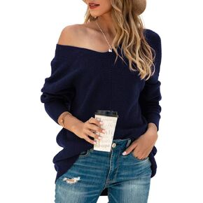 Iandroiy Women's Batwing Sleeve Off Shoulder Loose Oversized Baggy Tops Sweater Pullover Casual Blouse T-Shirt in Kuwait