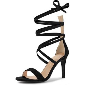 Allegra K Women's Open Toe Stiletto Heel Lace Up Heels Sandals